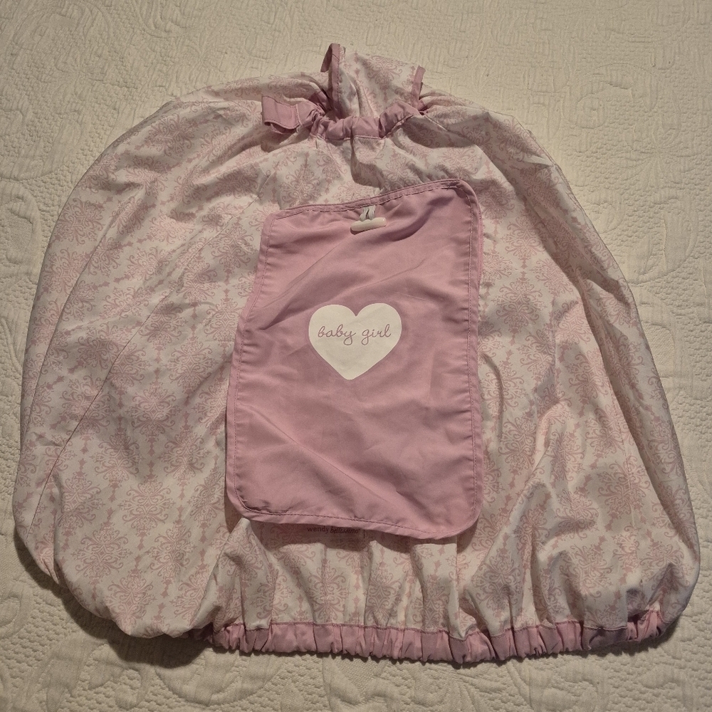 Baby girl pink car seat cover, summer weight GUC